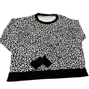 MICHAEL Michael Kors Black and White Animal Print Sweatshirt. Size XL.